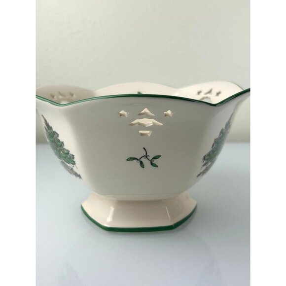 Spode Christmas Tree Pierced Hexagonal Bowl Holiday Serving Classic England - Picture 14 of 16